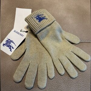 BURBERRY Equestrian Knight Embroidered Cashmere-Blend Gloves. NWT!